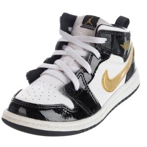 Nike Jordan 1 Kids Black Gold High Top Running Shoes Sneakers US Size 9C